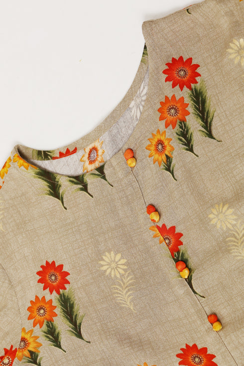 Women Kurta and Palazzo Set Rayon Foil - Orange