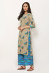 Women Kurta and Palazzo Set Rayon Foil – Blue
