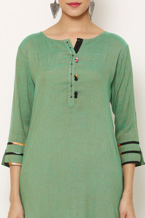 Women Kurta and Palazzo Set Rayon – Green