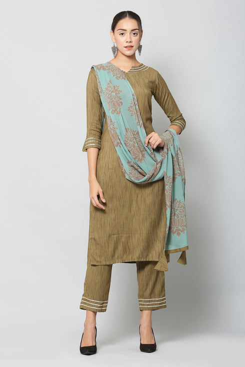 Women Kurta and Palazzo Set Rayon With Georgette Dupatta