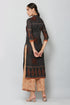 Women Kurta and Dupatta Set Muslin- Black