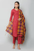 Women Kurta and Dupatta Set Cotton Blend - Maroon