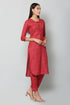 Women Kurta and Dupatta Set Cotton Blend - Maroon