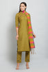 Women Kurta and Dupatta Set Cotton Blend (Green)