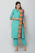 Women Kurta and Dupatta Set Cotton Blend (Blue)