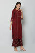 Women Kurta and Dupatta Set Cotton Blend (Maroon)