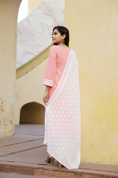 Lakhnavi Pink Embroidery Pink Suit Set