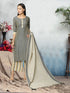 Grey Solid Resham Slub Suit Set