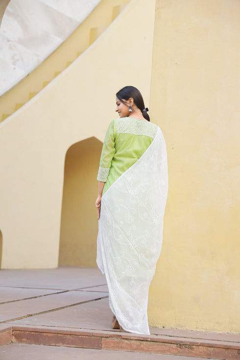 Embroidery Straight Green Kurta Pant & dupatta Set