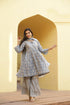 Muslin Foil Printed Light Blue Kurta Sharara With Dupatta