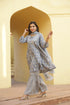 Muslin Foil Printed Light Blue Kurta Sharara With Dupatta