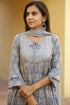 Muslin Foil Printed Light Blue Kurta Sharara With Dupatta