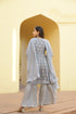 Muslin Foil Printed Light Blue Kurta Sharara With Dupatta