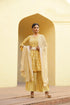 Muslin Foil Printed Mustard Kurta Sharara With Dupatta
