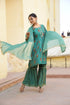 Printed Green Kurta Sharara With Dupatta