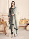 Grey Rayon Embroidered Straight Kurta Suit Set