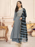 Light Denim Rayon Embroidered A-Line Flared Kurta Suit Set