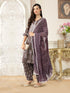 Purple Rayon Printed Straight Kurta Doti Suit Set