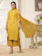 Yellow Rayon V-Neck Straight Kurta Suit Set