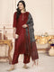Women Maroon Gotta Patti Kurta with Palazzos & With Dupatta