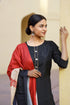 Women Black Gotta Patti Kurta with Palazzos & With Dupatta