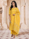 Women Yellow Straight Chanderi Silk Kurta with Palazzos & Dupatta