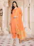 Orange Straight Chanderi Silk Kurta Suit Set