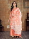 Printed Peach Silk Straight Kurta Suit Set