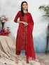 Women Straight Soft Taffeta Butti Kurta Suit Set