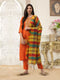 Orange Rayon Blend Straight Embroidered Kurta Pant Set
