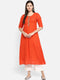 Women Embroidered Cotton Blend A-line Kurta (Orange)